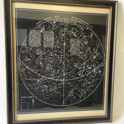 Visible Heavens Celestial Map Star Chart 1850