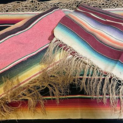 Mexican Saltillo Serapes, 3 Pcs, Vintage 