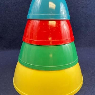 Pyrex Primary Colors Nesting Mixing Bowls, Set Of 4, Vintage