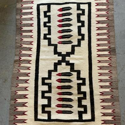 Handwoven Native American Navajo Rug, Vintage 