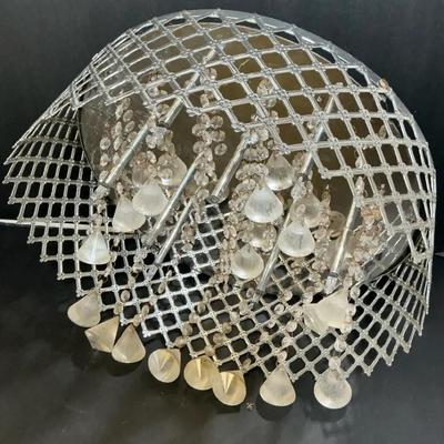 Crystal Chandelier With Metal Frame, Hollywood Regency Style