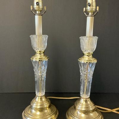 Excelsior Crystal Table Lamps, Pair, Vintage 