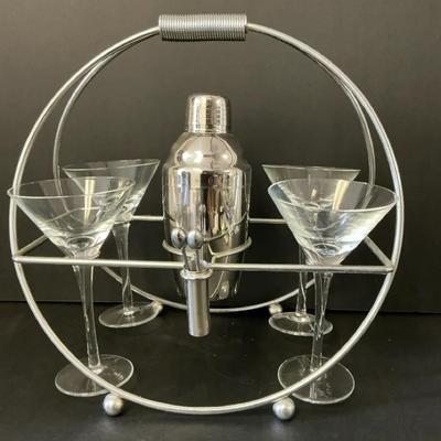 Chrome & Glass Martini Set, Vintage 