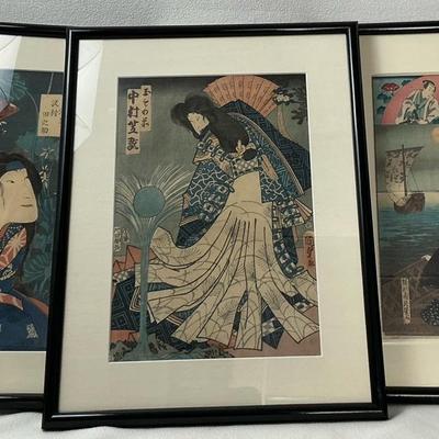 Japanese Woodblock Prints, 3 Pcs