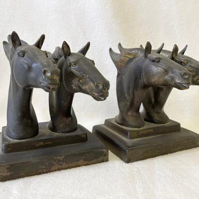Frank Art Inc Vintage Cast Iron Horse Head Bookends 