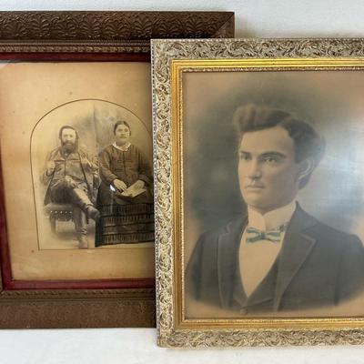 Early 20th Century Ancestor Portrait Photography, 2 Pcs
