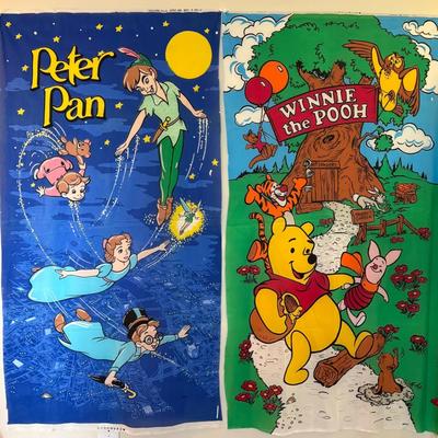 RARE Disney Printed Fabric Panels Pooh Peter Pan