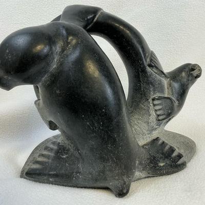 Inuit Stone Carving Of Intagled Seals By Mattose Kop