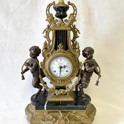 Imperial Brevettato Ornate With Cherubs Mantle Clock, Vintage 