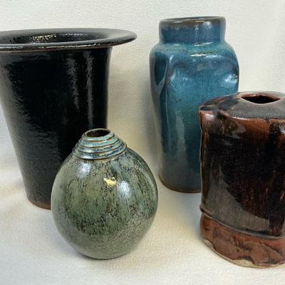 Asian Art Pottery Vases, 4 Pcs
