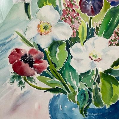 Floral Still Life By Rita Wood McCandlish, Watercolor On Paper 