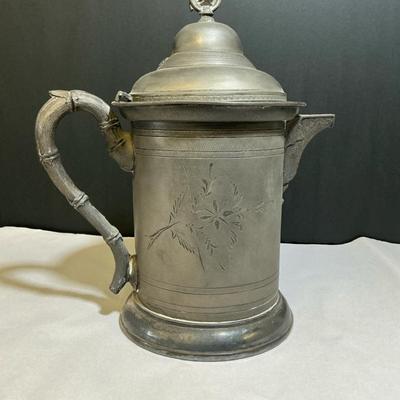 Coffee Pot, Etched Quadruple Silver Plate, Vintage 