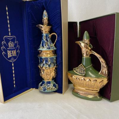 1965 & 1967 James Beam Decanters, Marbled & Green Fantasy Executive Series 