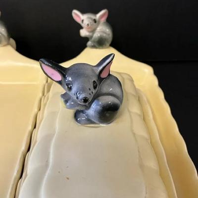 Belmar Of California Ceramic Mouse Cheese Plates & Butter Dish, Vintage 