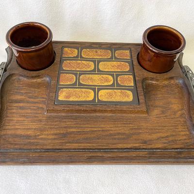 Mid Century Jaxton Cheeseboard Tray With Crocks 