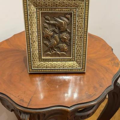 Middle Eastern Copper Repousse Bird & Flowers Frame
