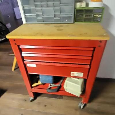 Tool Bench and Assortment of Tools