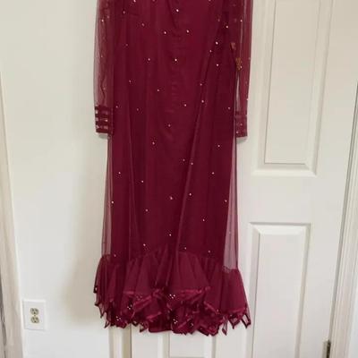 Vintage Burgundy Tulle Dress