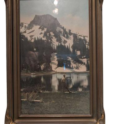 Pair of Antique Colorized Photographs Featuring Mountain Scenery