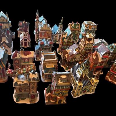 Quaint Porcelain Christmas Village Buildings