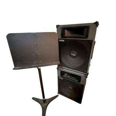 Tao Speakers, Music Stand, Yamaha Keyboard & Mixing Board