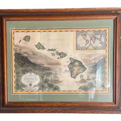Framed Map of the Sandwich Isles 