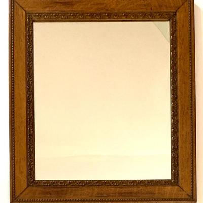 Sale Photo Thumbnail #34: Antique oak framed mirror.