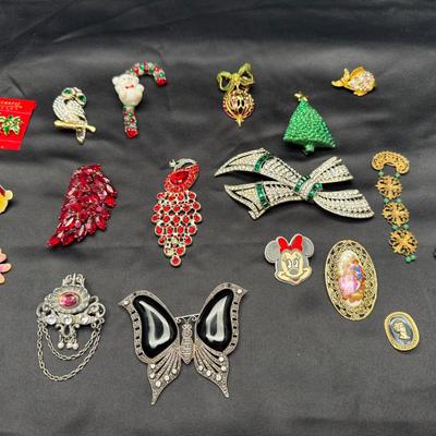 Vintage & Costume Brooch Collection | Holiday, Rhinestone, Butterfly & Novelty Pins