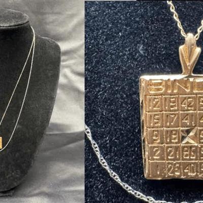 14K Gold Bingo Pendant & Chains | 2.62g Total Weight