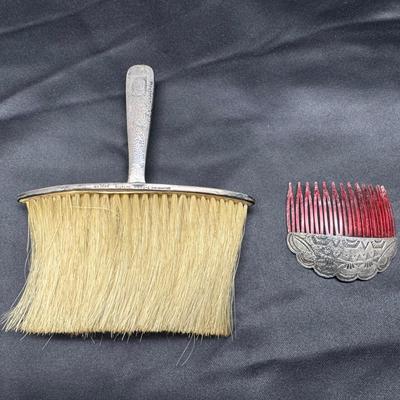 Sterling Silver Handle Vanity Brush And Ornate Hair Comb | 71g Total Weight 