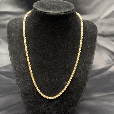 Yellow Gold 14k Rope Chain Necklace Classic Twist Design | Total Weight 6.99g