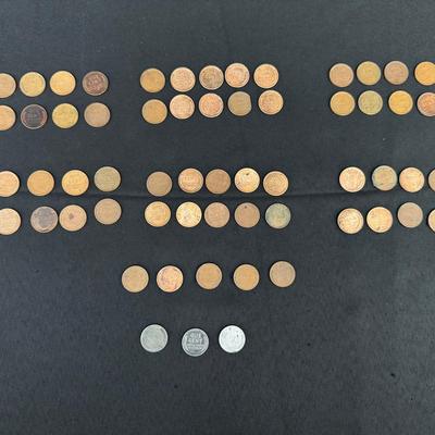 Wheat Cents & WWII Steel Cents | 1913–1950s Dates | 50+ Coin Lot
