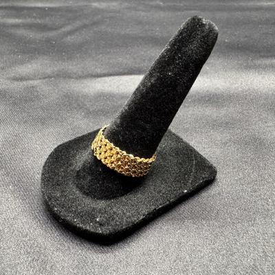 Yellow Gold 14k Wide Mesh Flexible Band Ring | Total Weight 2.44g