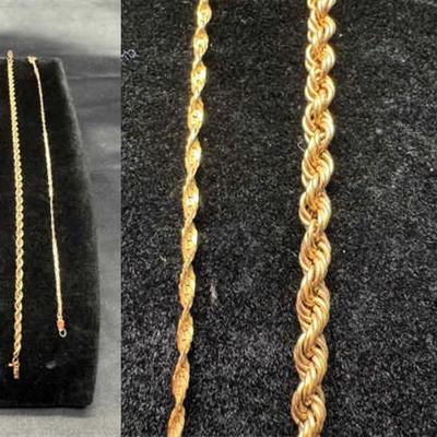 14K Yellow Gold | 3 Chains Including Rope & Twist Style | 5.04g Total Weight