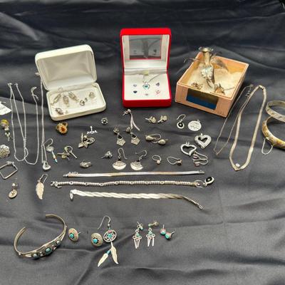 Sterling Silver (.925) & Costume Jewelry Lot | Earrings, Bracelets, Necklaces & Pendants