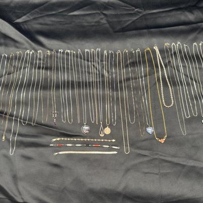 Sterling Silver Necklaces & Bracelets | Amethyst Colored Stones, Hearts | 136g Grams Total Weight
