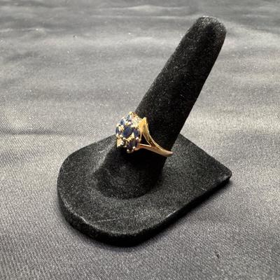 Yellow Gold 18K Ring With Blue Stones | 2.22g Total Weight 