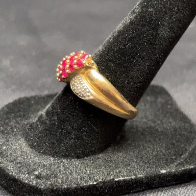 Yellow Gold 14k Ring With Ruby Accent Stones | Total Weight 5.18g