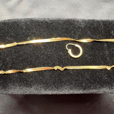 14K Yellow Gold Scrap Lot | Single Earring & Damaged Necklace | 2.54g Total Weight