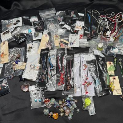 Costume Jewelry | Two Sterling Silver Necklaces, Glass Pendants, Earrings And Charms | 80+ Pieces 