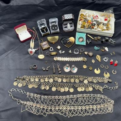 Costume Jewelry Lot | Rings, Pins, Cufflinks, Earrings And More
