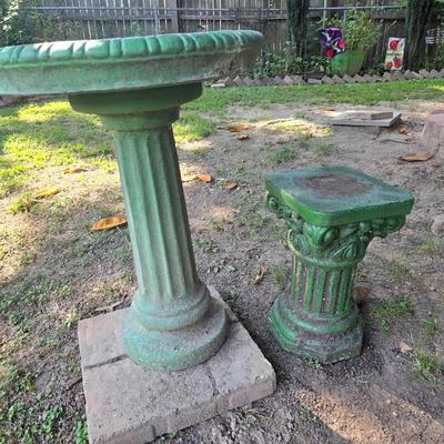 Vintage Cement Bird Bath & Pedestal 