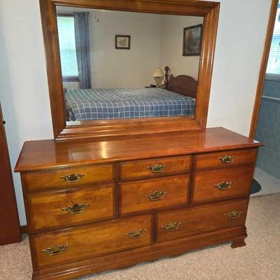 Vintage Wooden Dresser W Mirror
