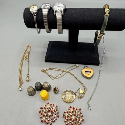 Group Of Jewelry, Watches And Thimbles 