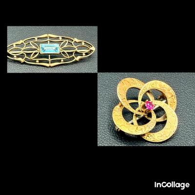 Two Vintage Gold Brooches 