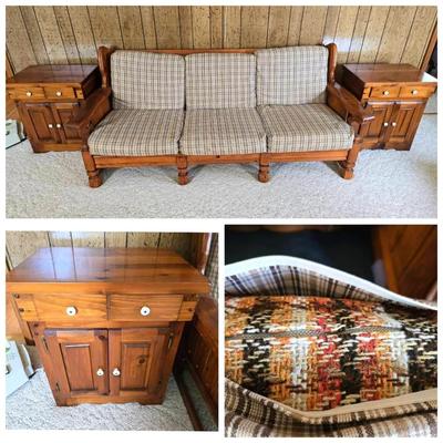 Vintage Colonial Revival Sofa & 2 End Tables 
