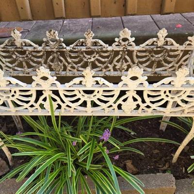 2 Vintage Cast Metal White Garden Planters