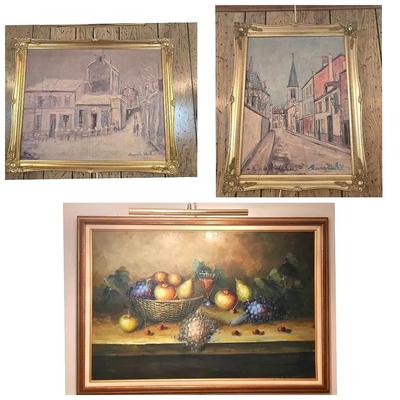 Original Art Painting & 2 Vintage Framed Prints