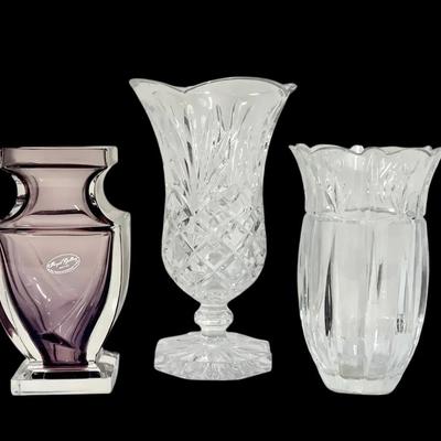 (3) Crystal Glass Vases 