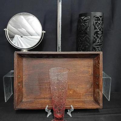 Home & Décor Assortment – Pier 1 Imports Candle Holder, World Market Wood Tray, Vanity Mirror & More